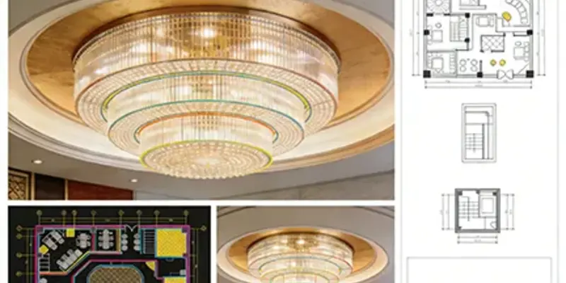 CAD drawings and installation details for a custom hotel chandelier CAD drawings and installation details for a custom hotel chandelier