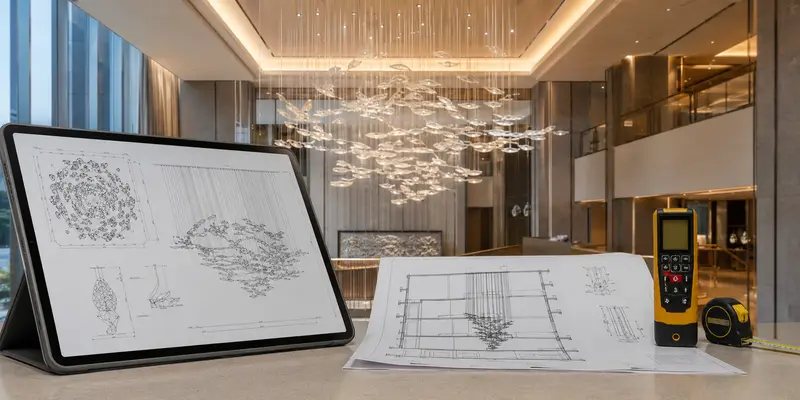 Custom lighting shop drawings and verified hotel site dimensions