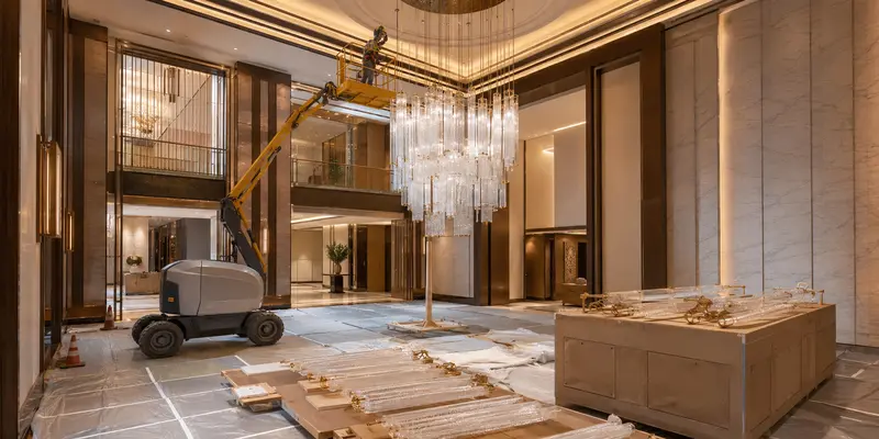 Hotel lighting installation and maintenance access planning