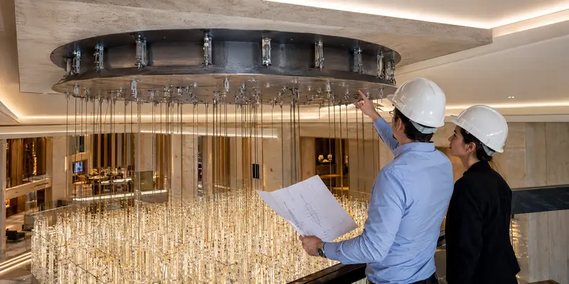 Custom light fixture structure and suspension safety review