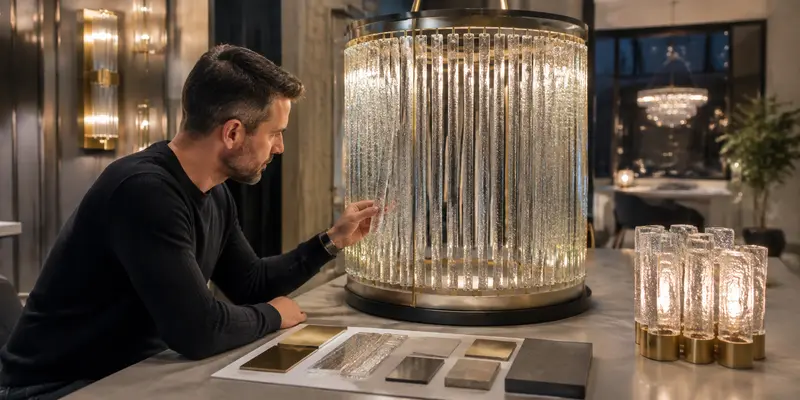 Bespoke lighting mock-up reviewed before production