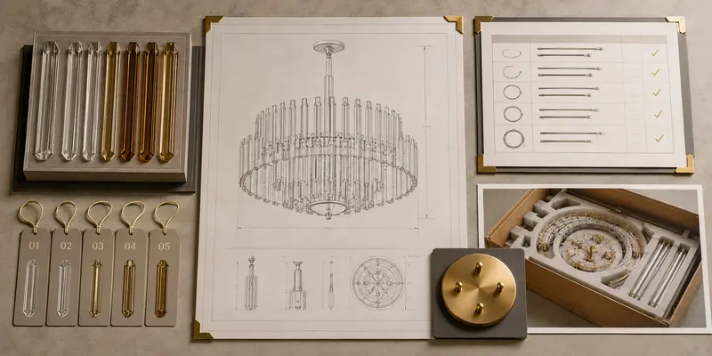 Shop drawing samples numbering and packing details in a custom chandelier checklist Shop drawing samples numbering and packing details in a custom chandelier checklist