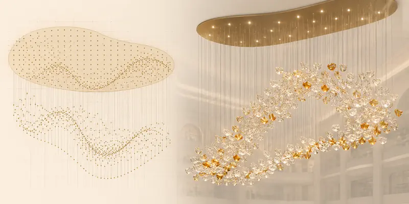 Suspension-point coordinates defining the arrangement of glass chandelier pieces Suspension-point coordinates defining the arrangement of glass chandelier pieces