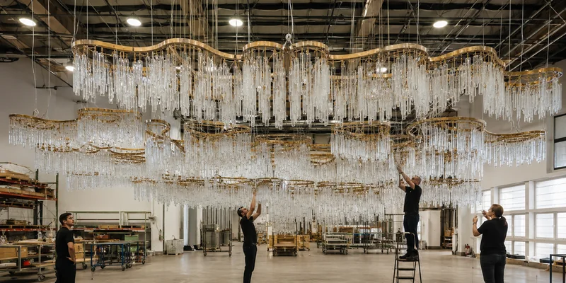 Chandelier factory pre-assembly verification on a trial build Chandelier factory pre-assembly verification on a trial build