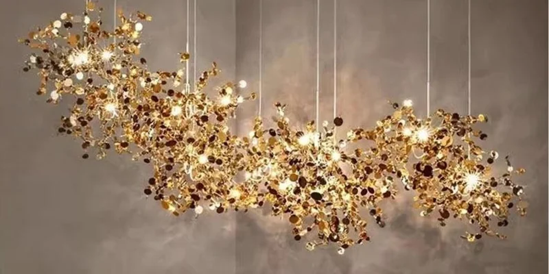 Continuous floral chandelier composition with balanced suspension and decorative density Continuous floral chandelier composition with balanced suspension and decorative density