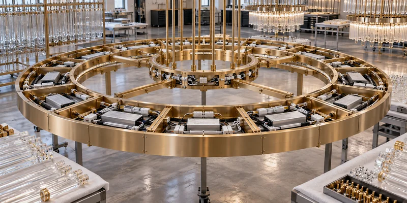 Organized LED drivers connectors and cable routes inside a modular chandelier frame Organized LED drivers connectors and cable routes inside a modular chandelier frame