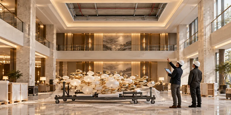 Hotel atrium ceiling dimensions changed after chandelier design approval Hotel atrium ceiling dimensions changed after chandelier design approval