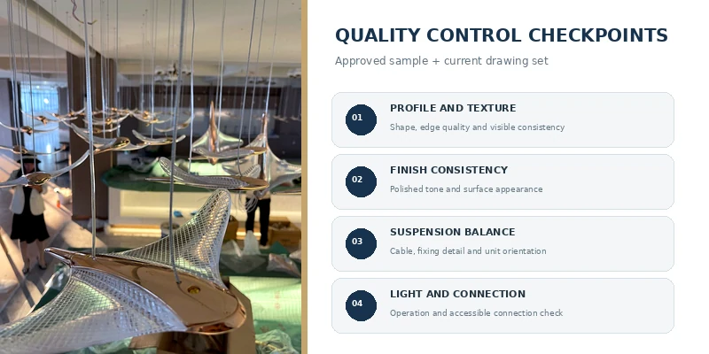 Custom staircase lighting quality control for profile finish suspension and lighting Custom staircase lighting quality control for profile finish suspension and lighting