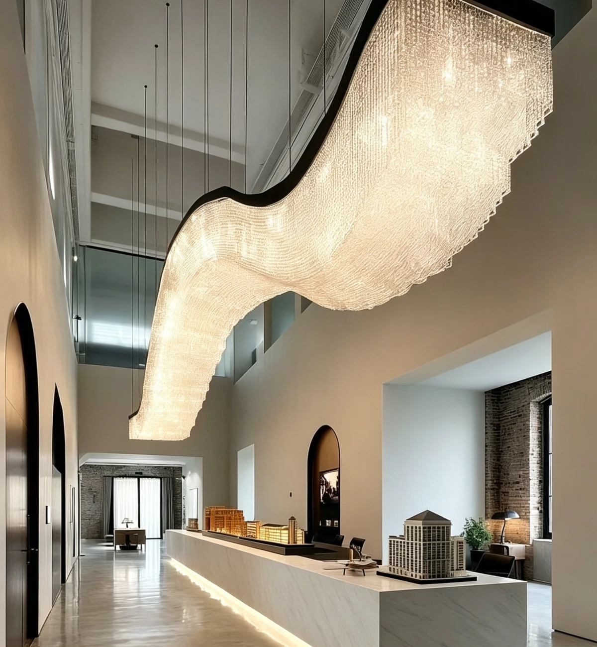 Streamline Woven Light Chandelier for Hotel Gallery Corridor