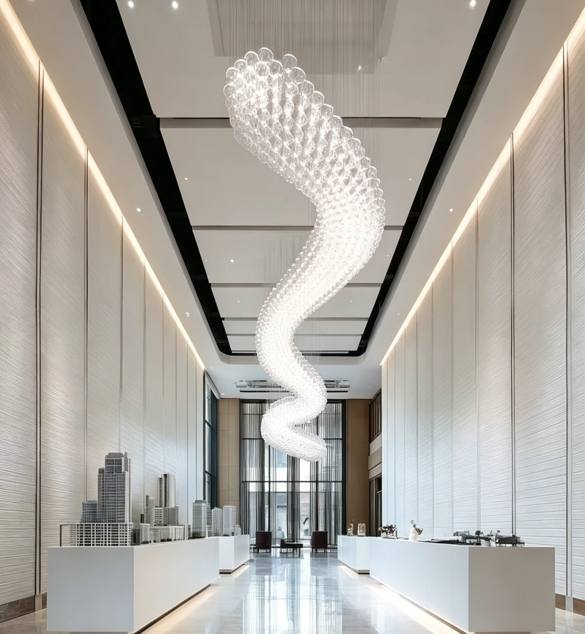 Streamline Woven Light Chandelier for Hotel Gallery Corridor