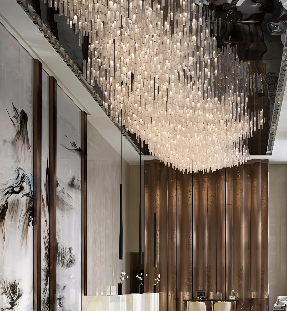 Luxury Hotel Atrium Cascading Crystal Chandelier Luxury Hotel Atrium Cascading Crystal Chandelier