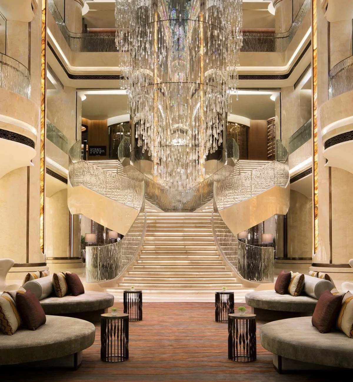 Luxury Hotel Atrium Cascading Crystal Chandelier Luxury Hotel Atrium Cascading Crystal Chandelier