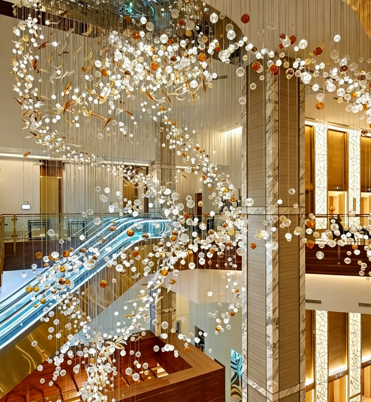 Square Mirror Planet Glass Chandelier for Hotel Corridor Square Mirror Planet Glass Chandelier for Hotel Corridor