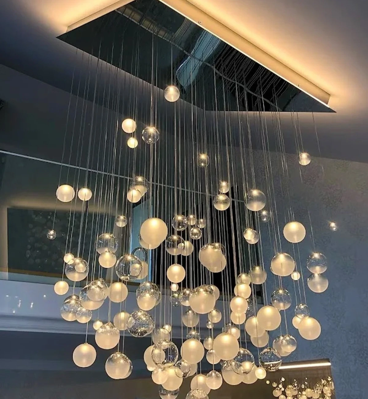 Square Mirror Planet Glass Chandelier for Hotel Corridor Square Mirror Planet Glass Chandelier for Hotel Corridor