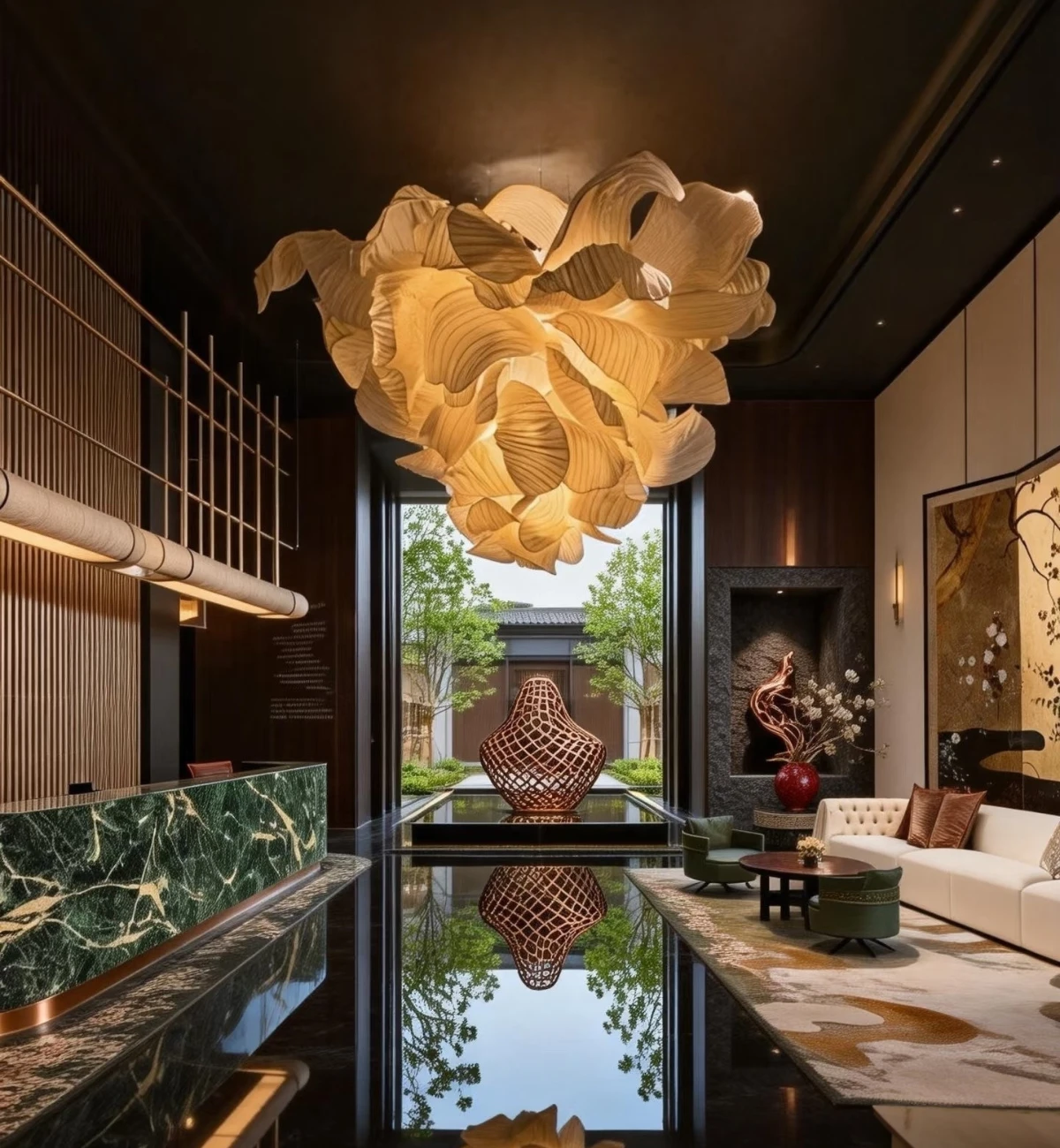 Petal Cloud Artistic Chandelier for Oriental Hotel Reception Petal Cloud Artistic Chandelier for Oriental Hotel Reception