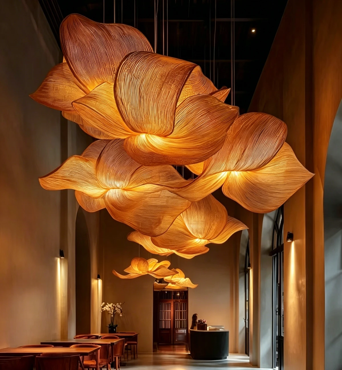 Petal Cloud Artistic Chandelier for Oriental Hotel Reception Petal Cloud Artistic Chandelier for Oriental Hotel Reception