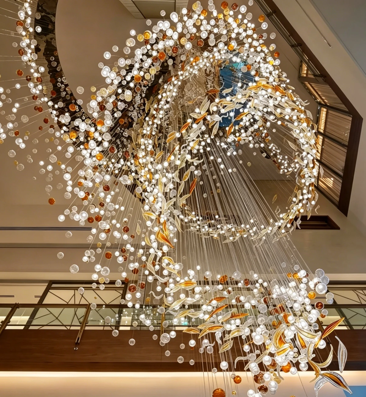 Flowing Floral Vine Crystal Chandelier for Hotel Atrium Flowing Floral Vine Crystal Chandelier for Hotel Atrium