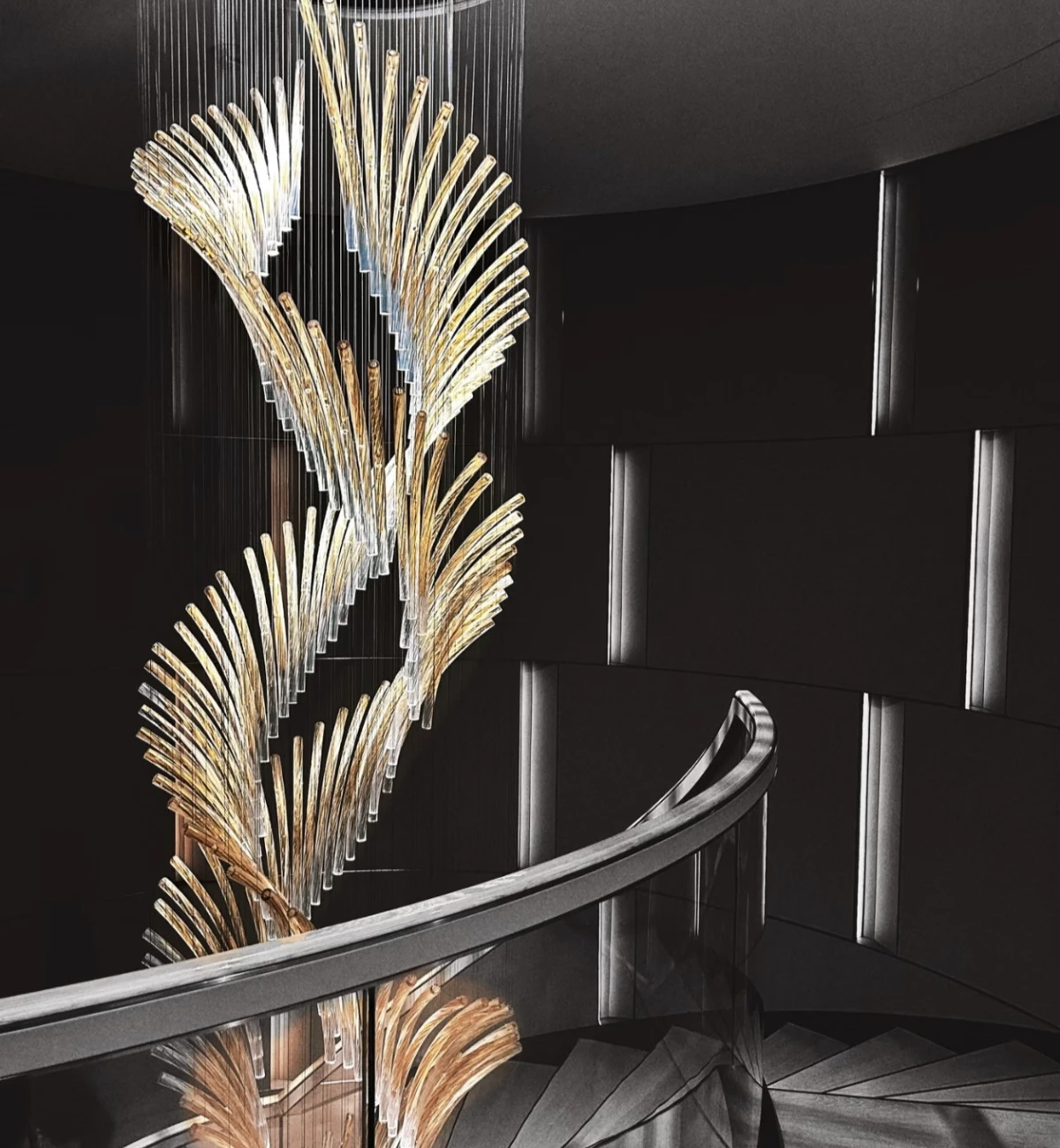 Flowing Floral Vine Crystal Chandelier for Hotel Atrium Flowing Floral Vine Crystal Chandelier for Hotel Atrium