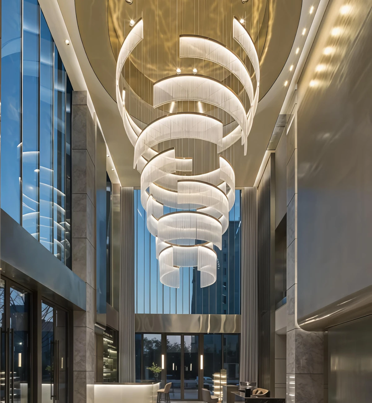 Custom Spiral Crystal Chandelier for Hotel Library Atrium Custom Spiral Crystal Chandelier for Hotel Library Atrium