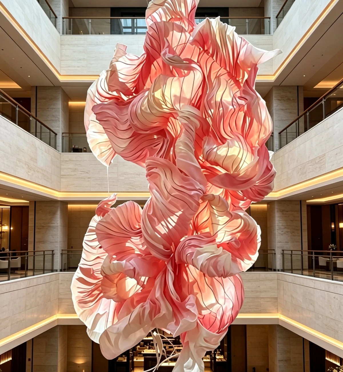 Soft-Drape Floral Sculptural Ceiling Light Scheme