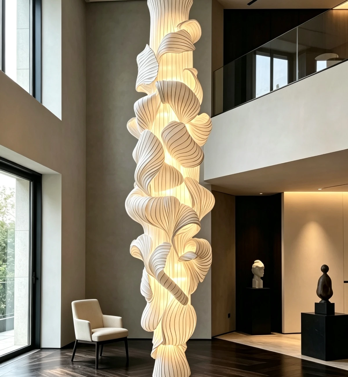 Cloud-Rock Folded Veil Sculptural Ceiling Light