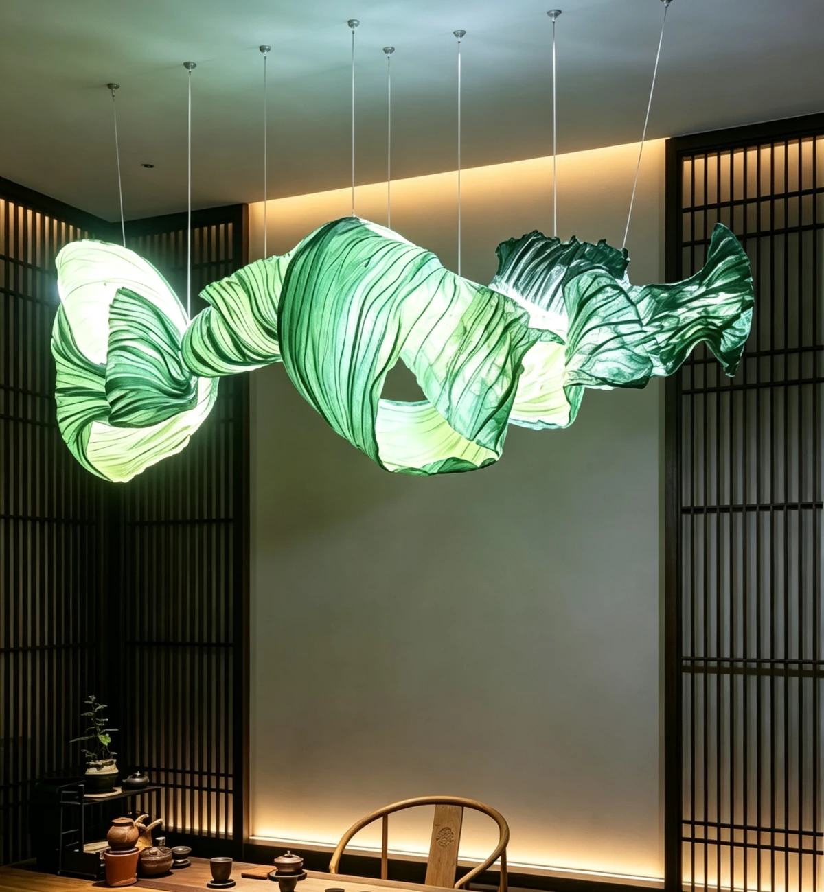 Forest Leaf Folded Veil Modern Organic Chandelier Forest Leaf Folded Veil Modern Organic Chandelier