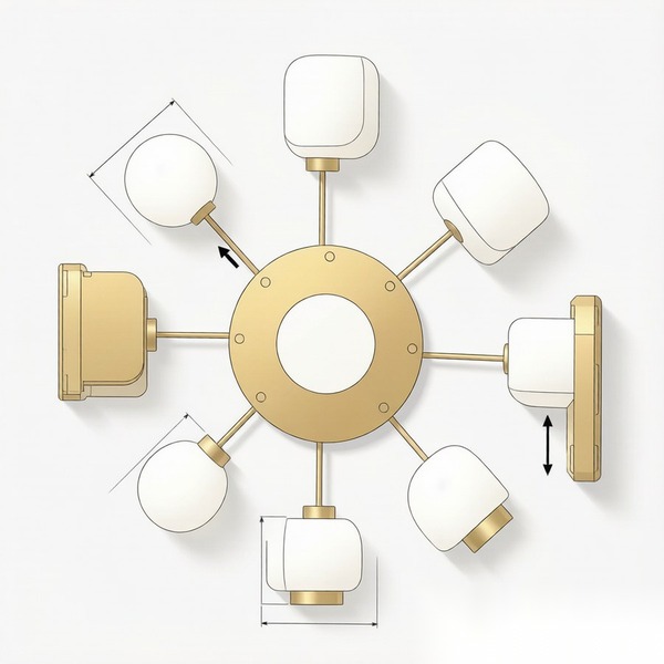 Chandelier divided into transportable modules for shipping and installation