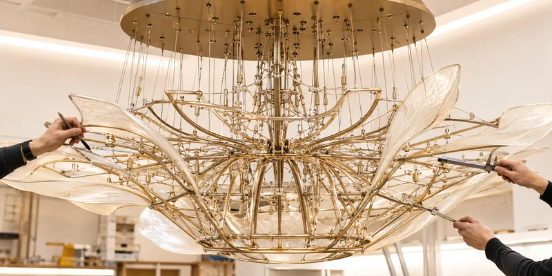 Structural feasibility review for complex custom lighting with frame and suspension engineering