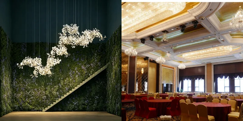 Artistic glass chandelier and formal ballroom chandelier for different hotel areas