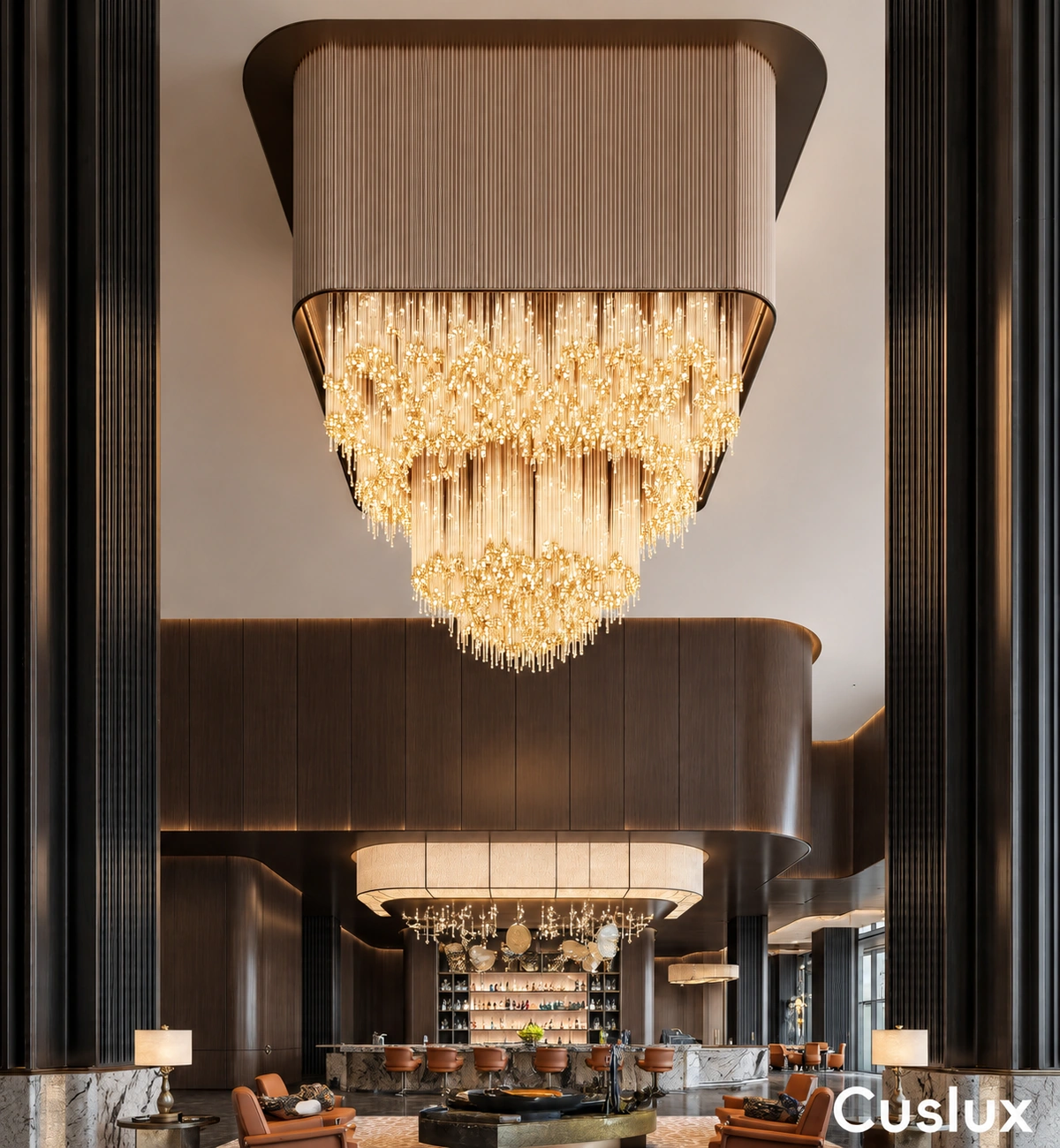 1787723496619685.webp luxury hotel lighting with transparent glass rod chandelier.webp