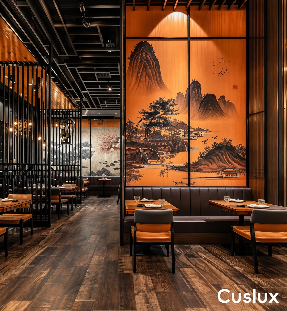1788923240426705.webp backlit wall art lighting for restaurant booth area.webp