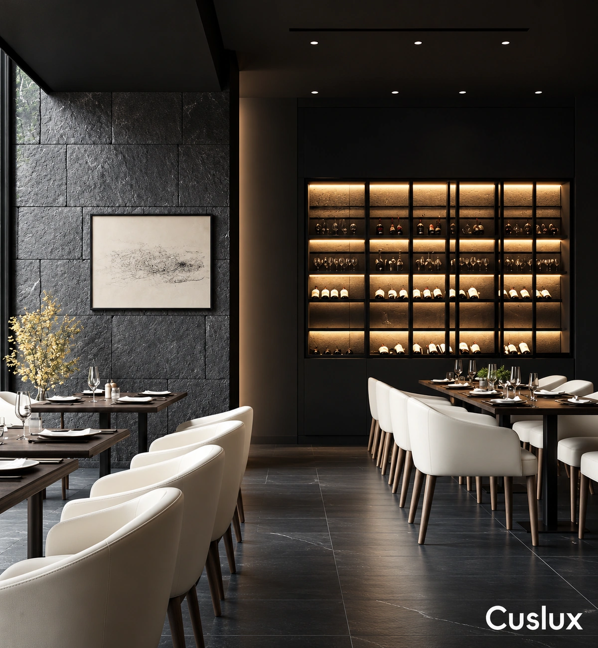 1792468780556228.webp Custom linear pendant lighting in a luxury hotel dining space.webp