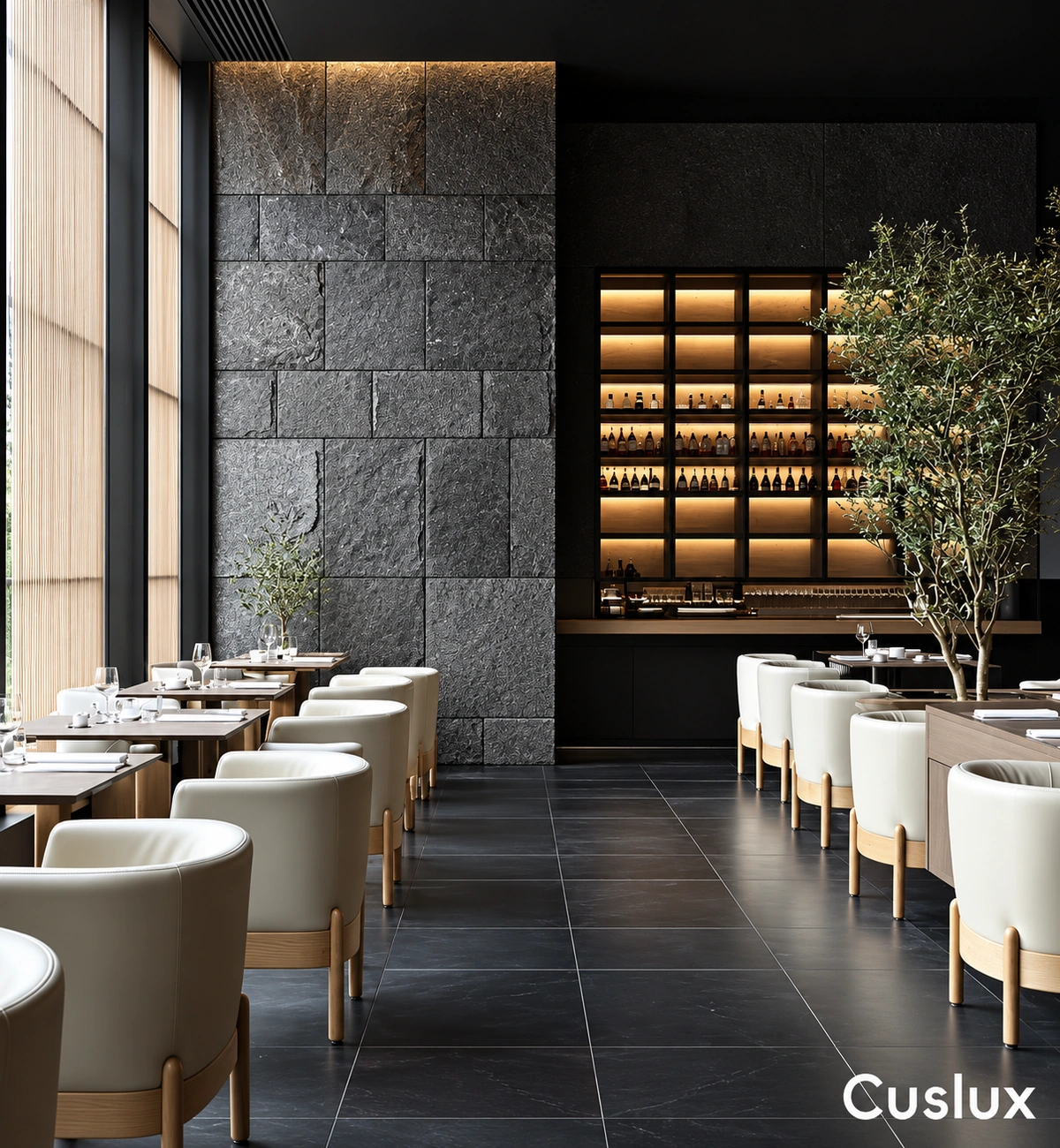 1792468797817092.webp Minimalist linear bar chandelier arranged above a long dining table.webp